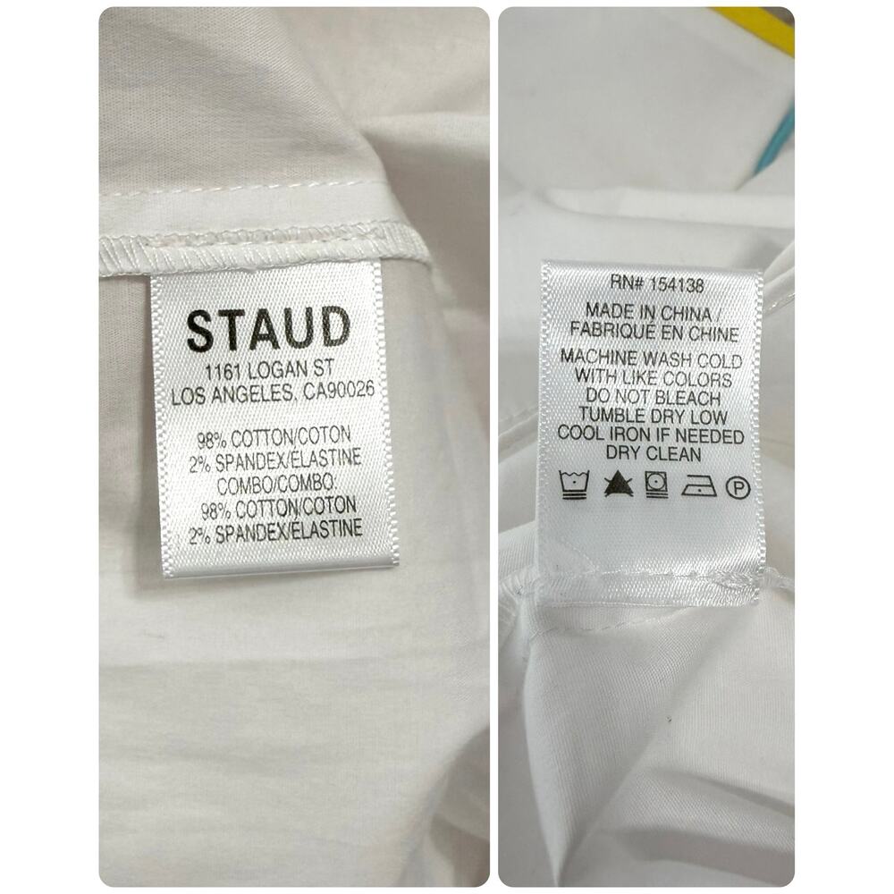 Staud NWT Cleo Tiered Poplin Midi Dress XL Rainbow Trim Cotton - Picture 14 of 16